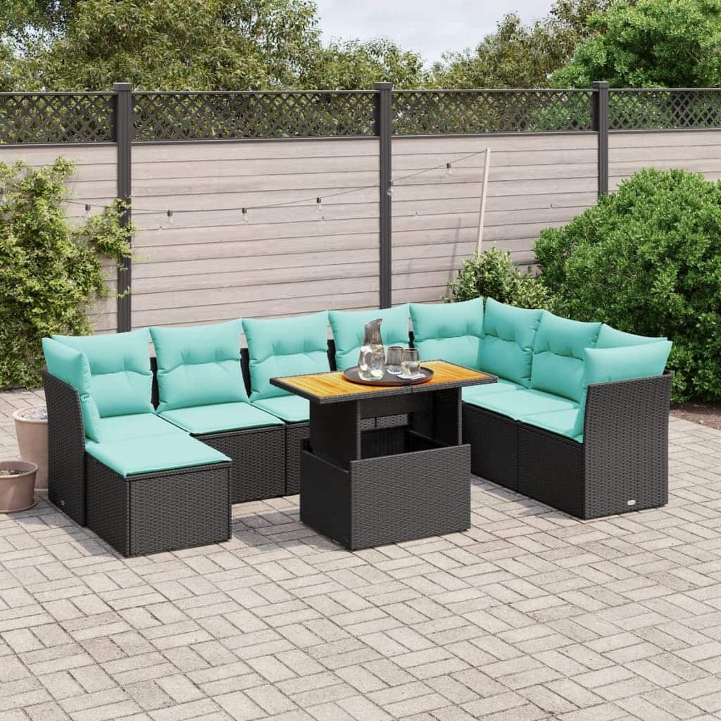 vidaXL Patio Sofa Set with Cushions Outdoor Furniture 7 Piece Poly Rattan