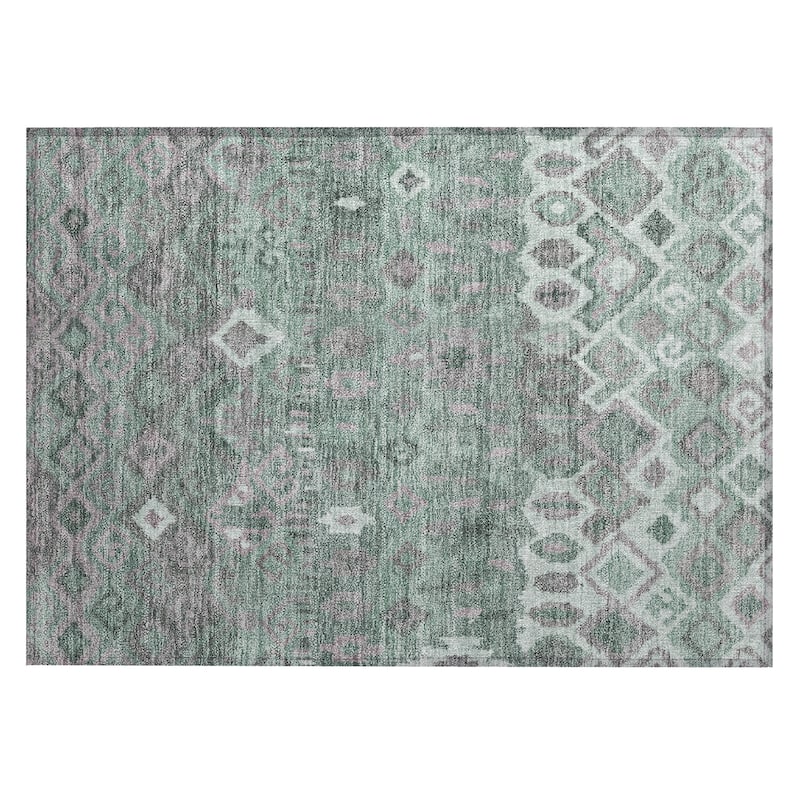 Machine Washable Indoor/ Outdoor Boho Moroccan Chantille Rug