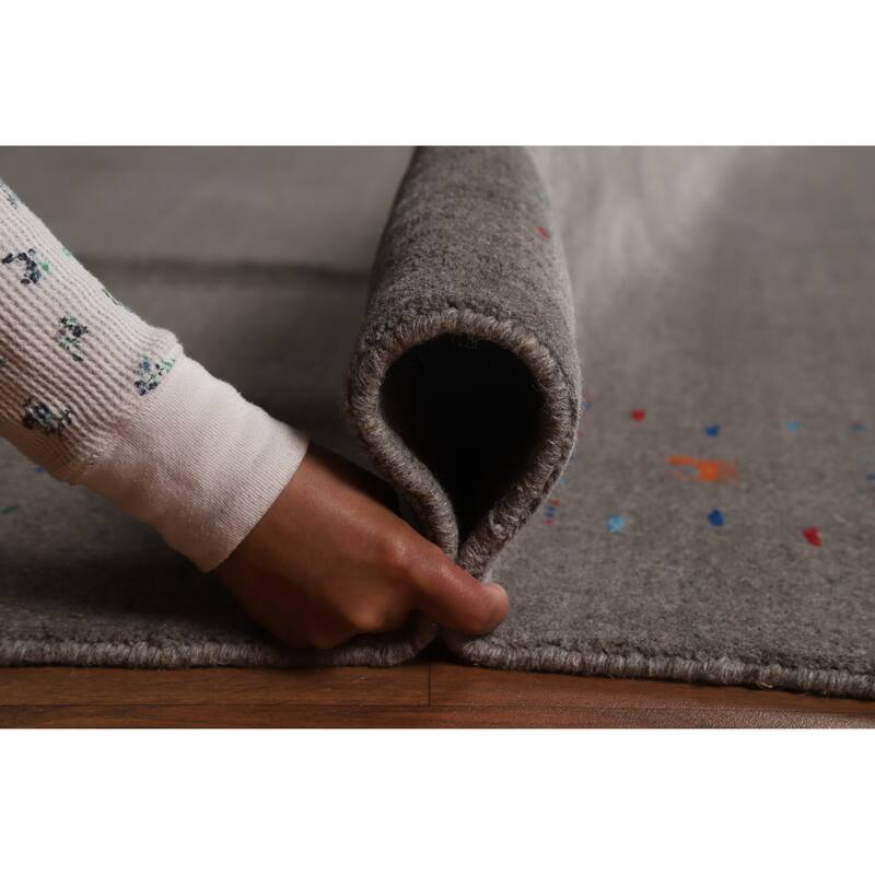 Handmade Gray Gabbeh Indian Area Rug 9x12 - 9' x 12'