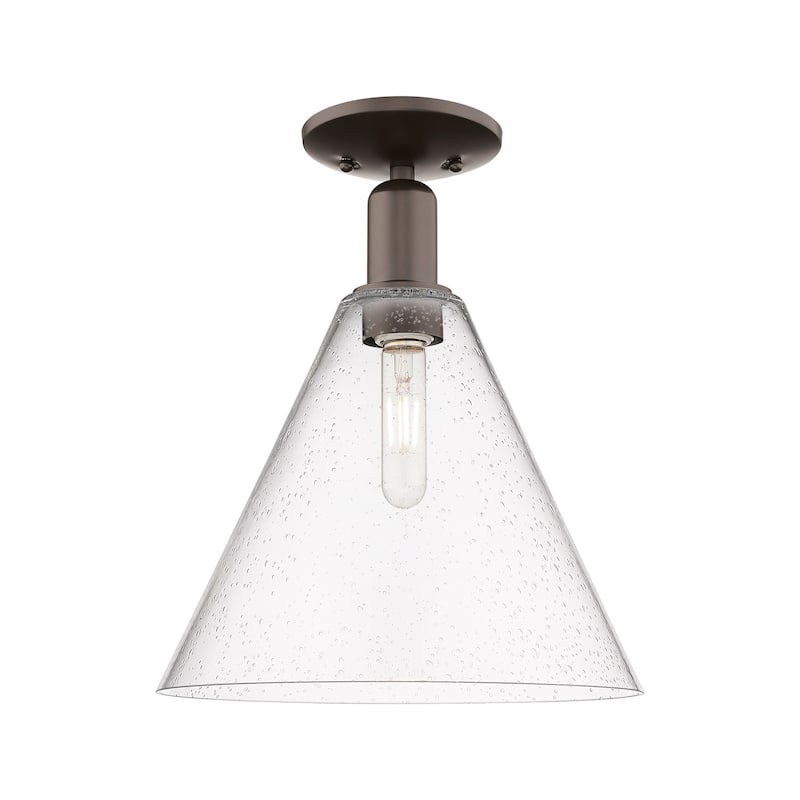 Innovations Lighting 716-1C-15-12 Berkshire Glass Semi-Flush Berkshire - Oil Rubbed Bronze / Seedy