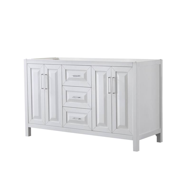Wyndham Collection Daria 59" Double Free Standing Vanity Cabinet Only - White / Polished Chrome Hardware