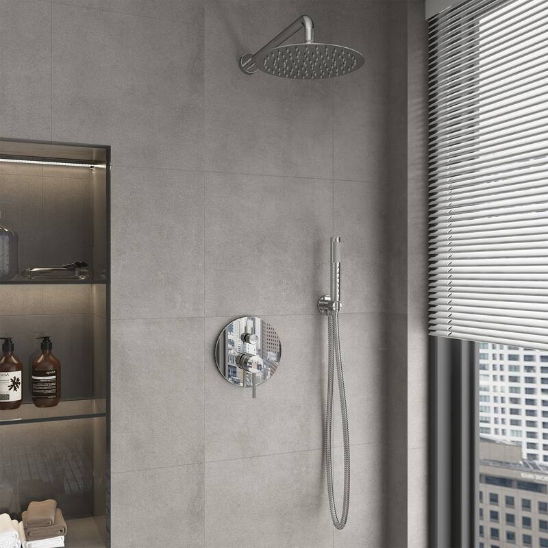 Clihome 10" Wall Rainfall 2 Way Round Shower System
