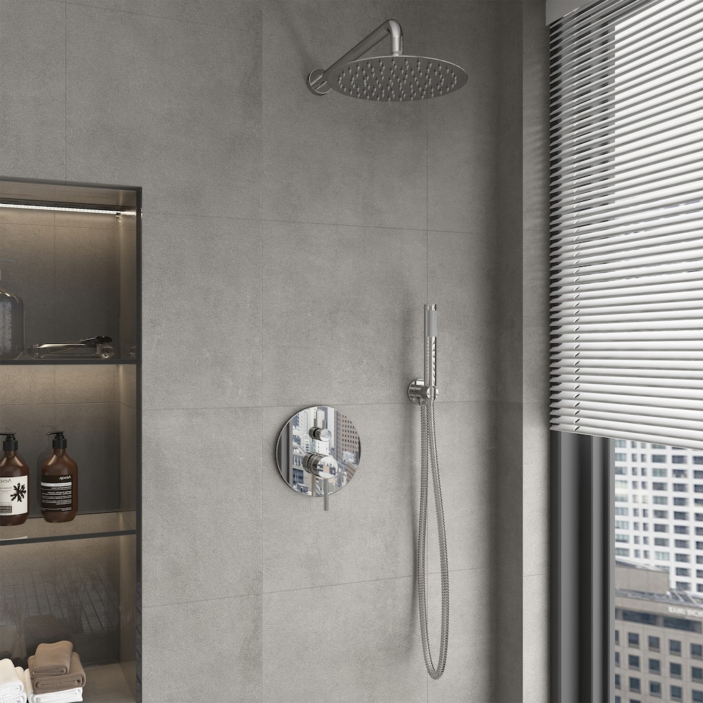Clihome 10" Wall Rainfall 2 Way Round Shower System