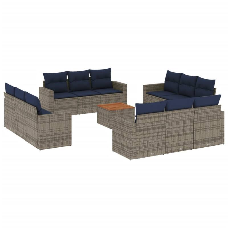 vidaXL Patio Sofa Set with Cushions Outdoor Furniture 13 Piece Poly Rattan - 25.8x 24.4x 27.2
