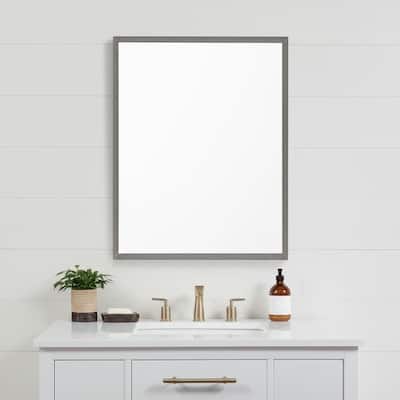 HomeRoots 42" Gray Framed Bathroom Vanity Mirror - 31.50 in. x 41.50 in. x 1.75 in.