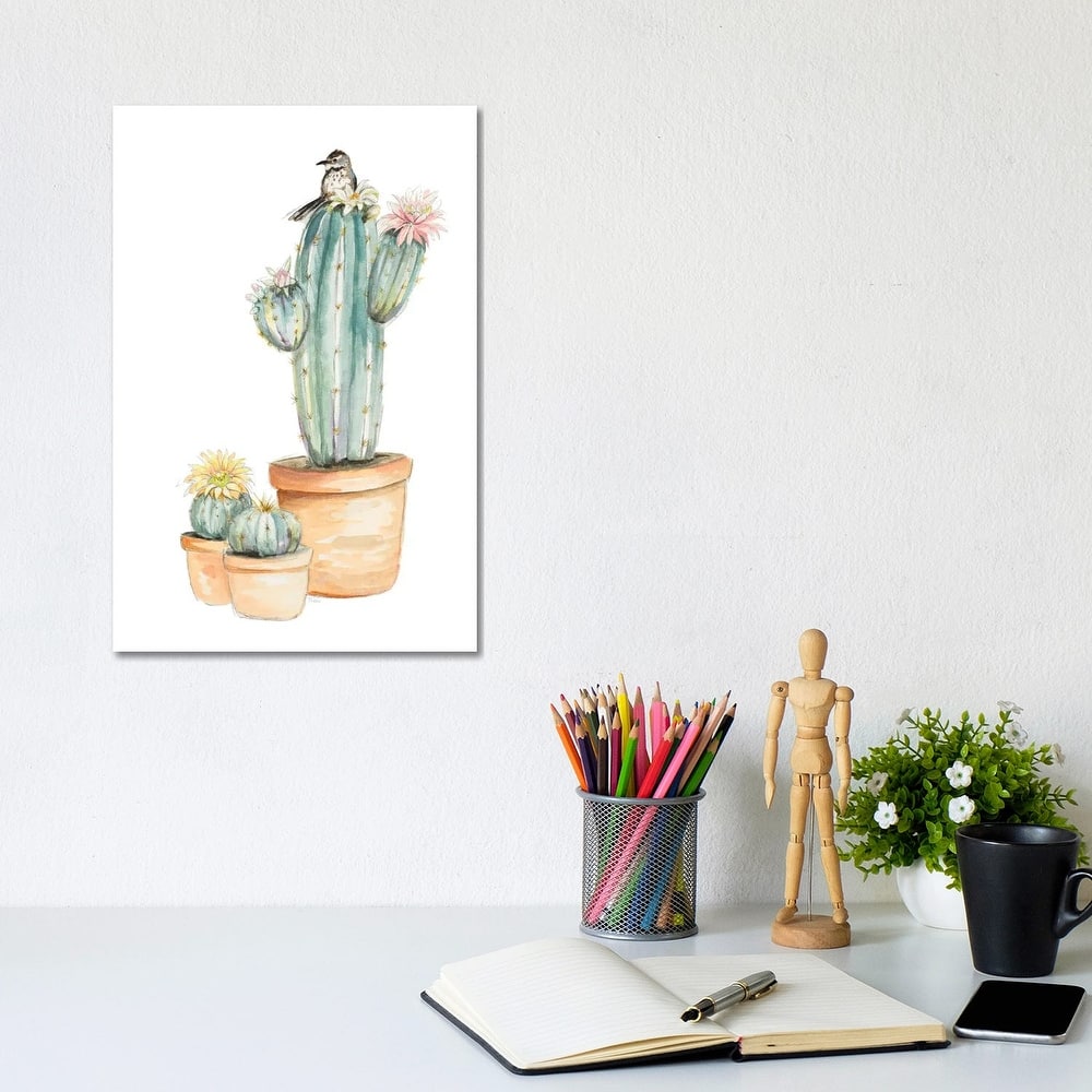 iCanvas "Bird On Flower Cactus" by Patricia Pinto Canvas Print