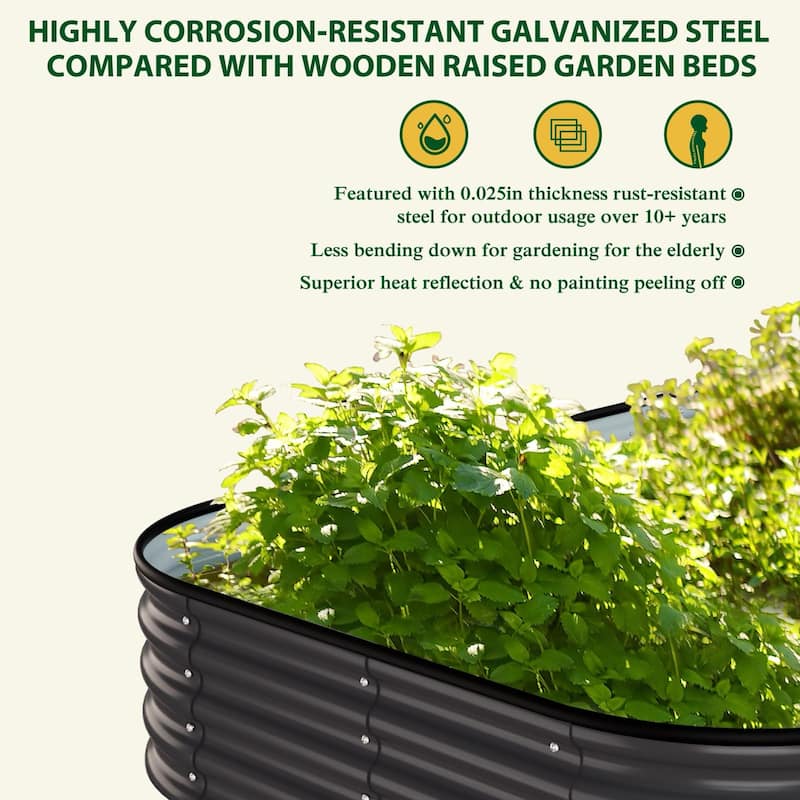 VEIKOUS Modular Metal Raised Garden Bed, Corrosion-Resistant Steel, Outdoor Planter Box for Vegetables, Flowers & Herbs
