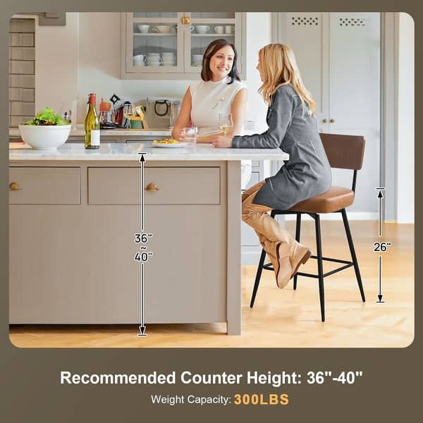 dimension image slide 6 of 11, 26"/29" Faux Leather Swivel Counter/Bar Stools Set of 2/3