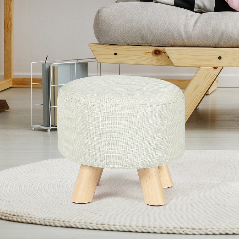 Foot Stool,Ottoman Foot Rest,Bamboo Foot Stool Under Desk,Small Stool for  Living Room, Bedroom and Kitchen (Natural Legs - Beige Stool Surface)