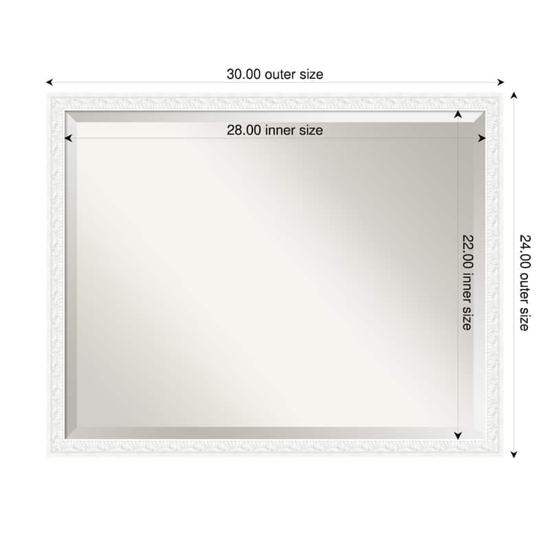 Bethany Beveled Wood Framed Wall Mirror - 30 x 24 in - Bethany White