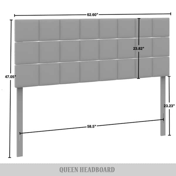 dimension image slide 2 of 4, CraftPorch Square Stitching Velvet Upholstered Headboard