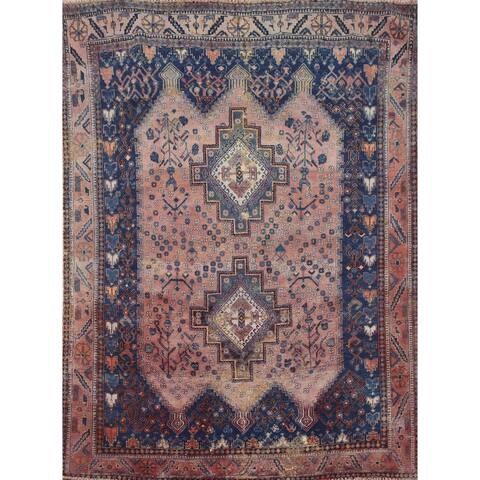 Square Tribal Sirjan Persian Vintage Area Rug Handmade Wool Carpet - 6'0"x 6'6"