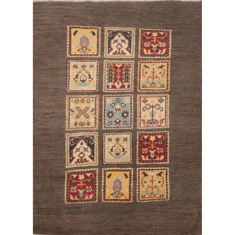 Brown Kazak Accent Rug Handmade Wool Carpet - 2'7" x 4'0"