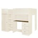 preview thumbnail 13 of 12, Full Size Wood Loft Bed with Built-in Wardrobe, Desk, Storage Shelves and Drawers,Beige
