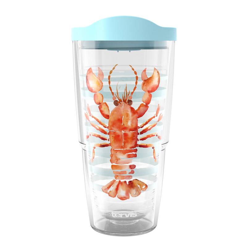 Tervis Sara Berrenson Atlantica Collection Made in USA Double Walled Insulated Travel Tumbler, Lobster - 24oz