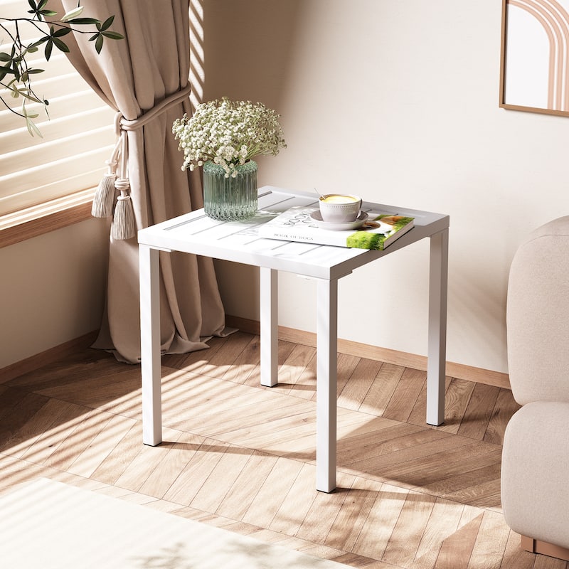 Crestlive Products Modern Square Aluminum Side End Table - White - 1PC
