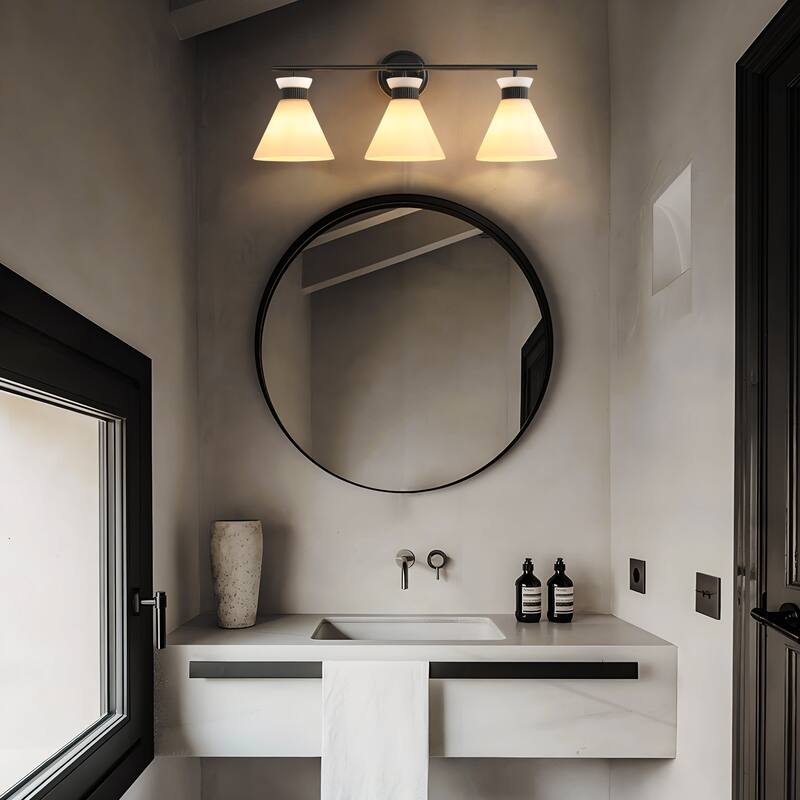 Dimmable Bathroom Vanity Light with Glass Shade
