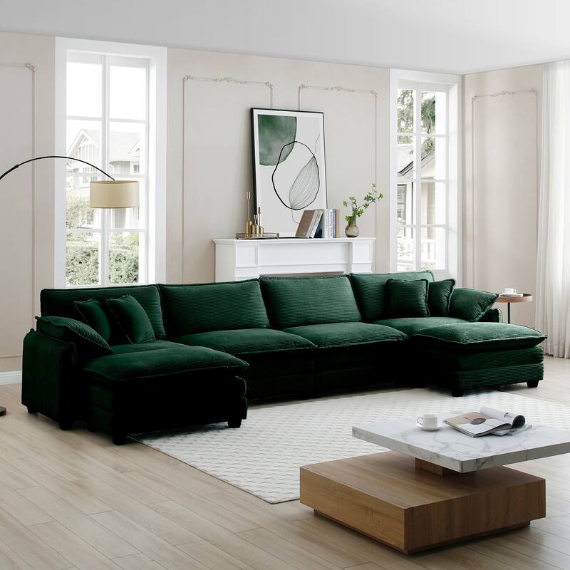 Over Size Flexible Combinations Modular Sofa Set with Ottomans - Green