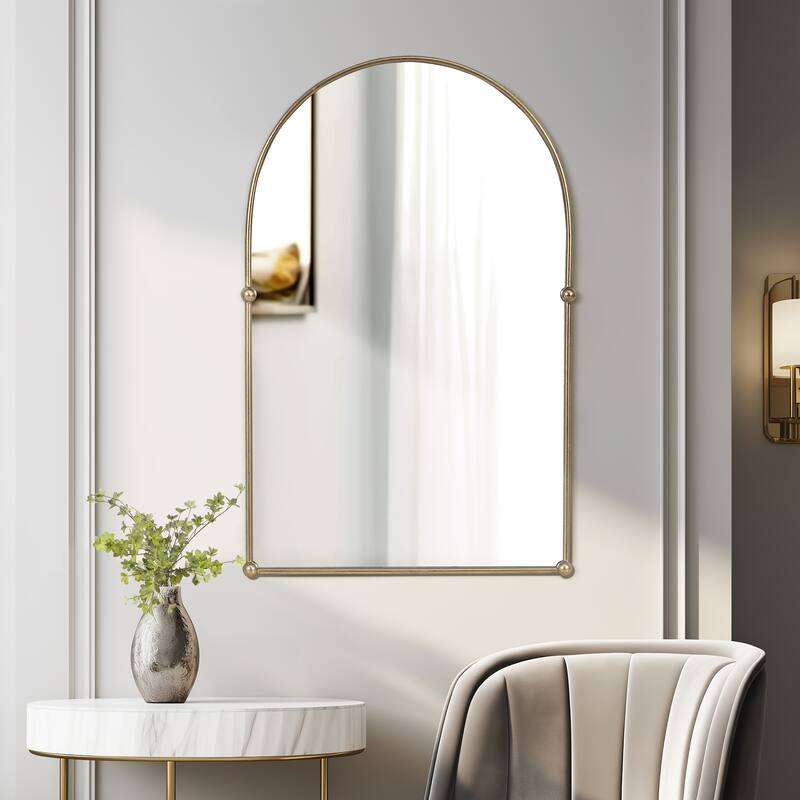 Sagebrook Home Gold Arch Mirror With Knobs, Iron and MDF, 24x38 Inches - 24" x 1" x 38.25" - Gold - 24" x 1" x 38.25"