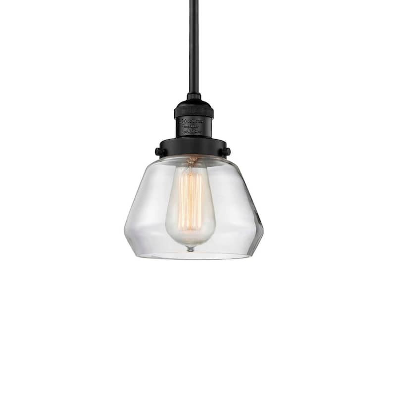 Innovations Lighting Fulton Single Light 7" Wide Mini Pendant with - Matte Black / Clear