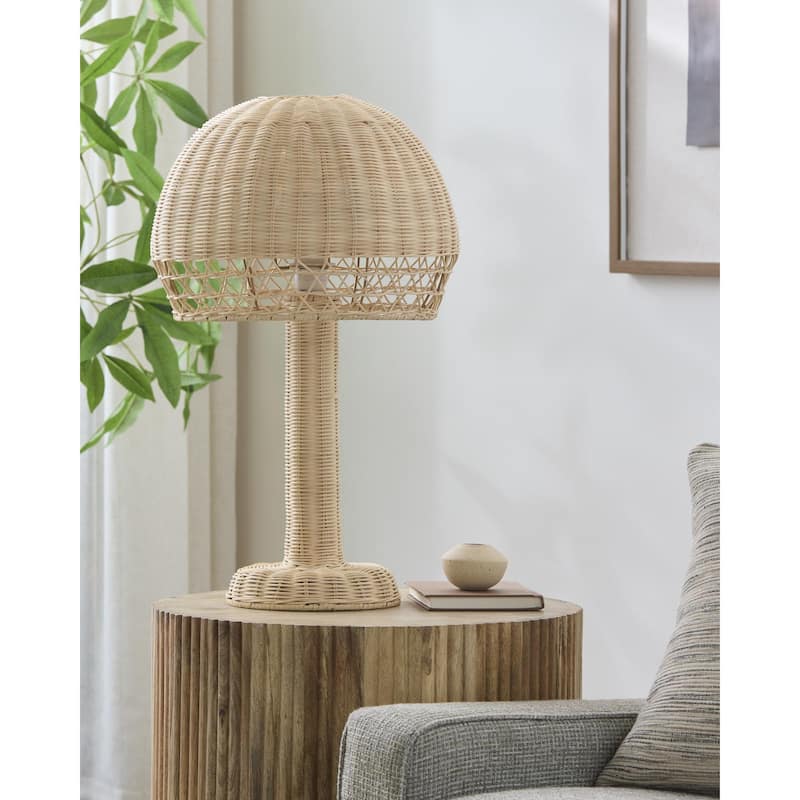 Livabliss Denham Traditional Accent Table Lamp - Clear/Beige