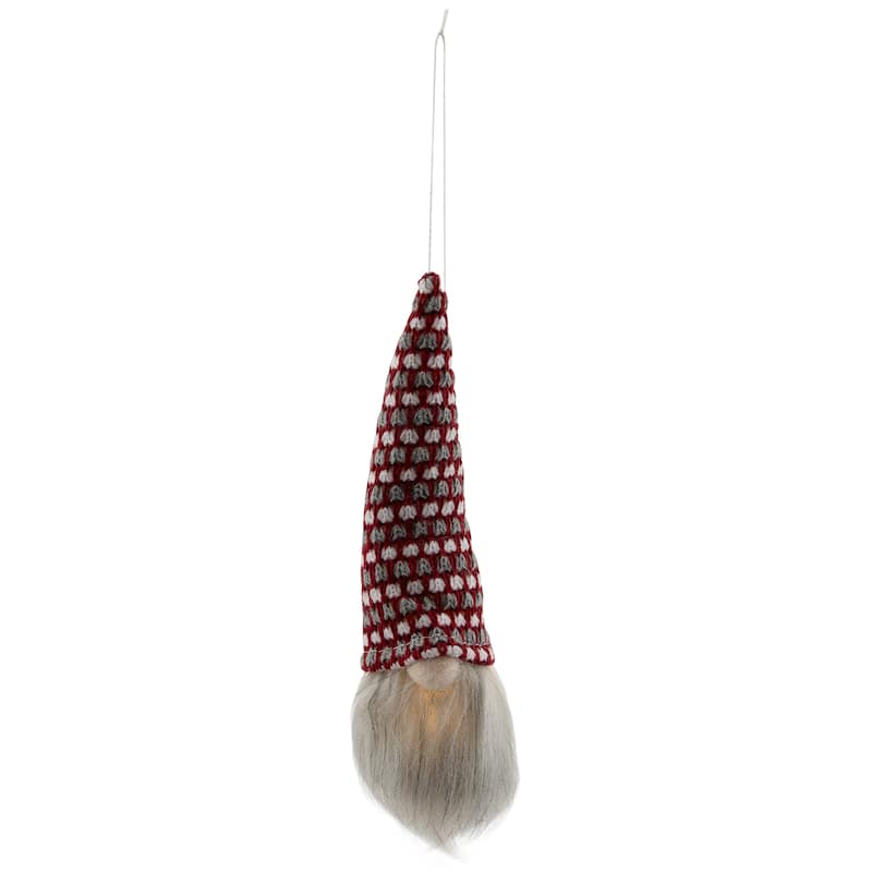 8" Lighted Knit Gnome Head Christmas Ornament