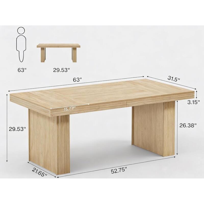 63" Modern Computer Desk, Farmhouse Executive Desk Workstation for Home Office