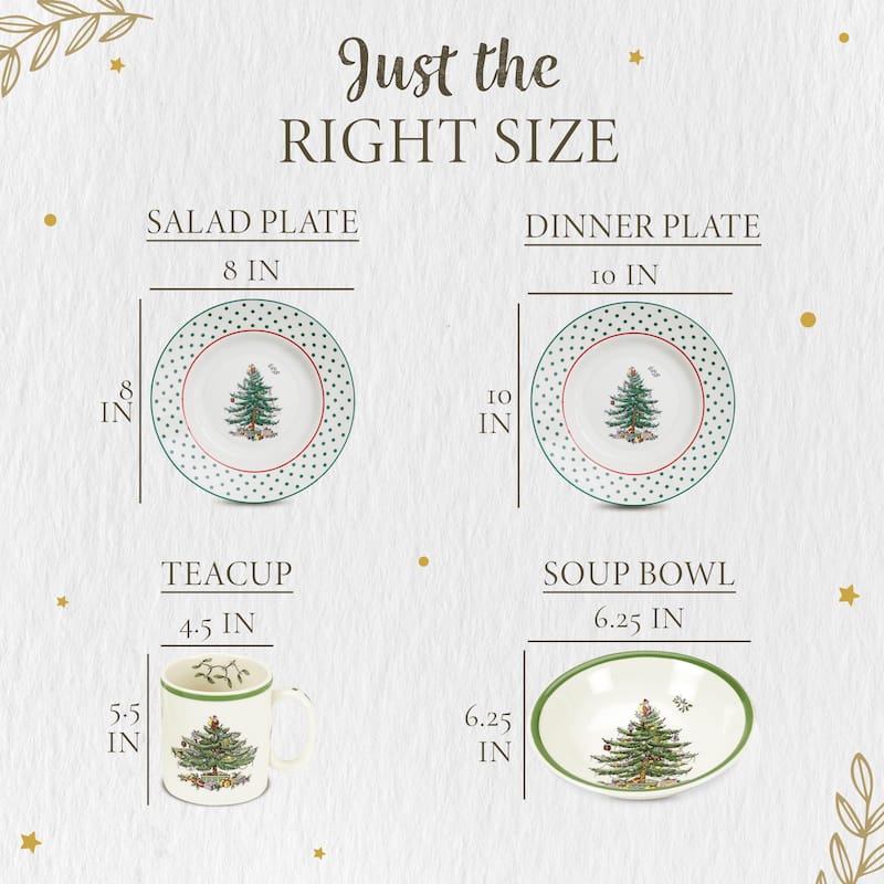 Spode Christmas Tree 4 Piece Place Setting - 11.2" L x 3.5" W x 11.2" H