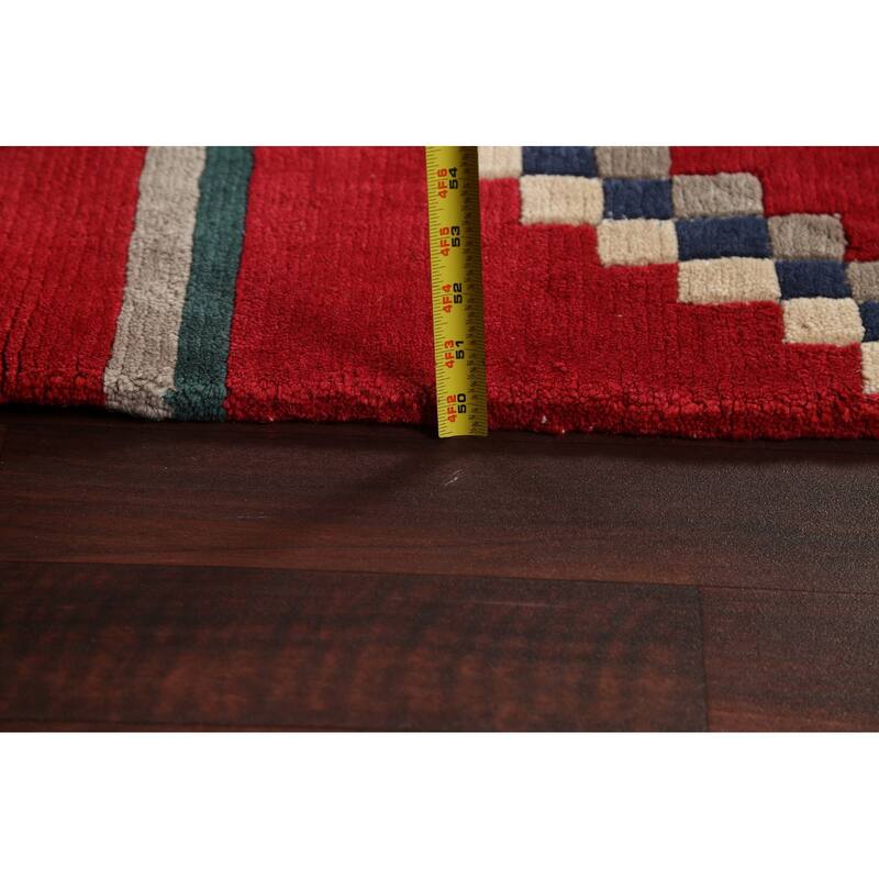 Vegetable Dye Tribal Chevron Nepalese Oriental Wool Area Rug Handmade - 6'0" x 9'0"