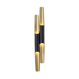 4-Light Matte Black Tubed Wall Sconce With A Gold Interior