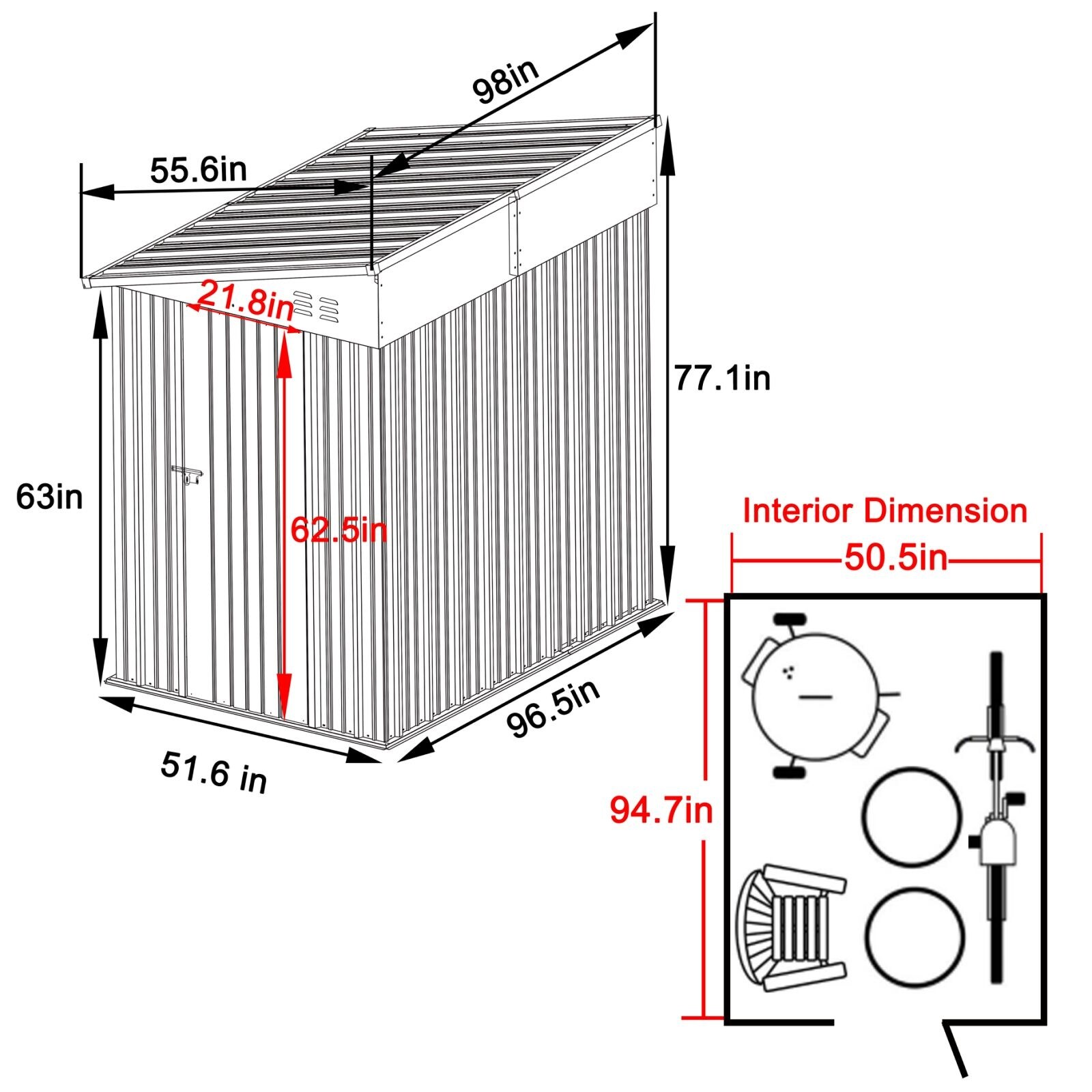 VEIKOUS Outdoor Storage Shed with lean-to Roof for Backyard
