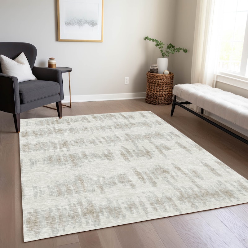 Machine Washable Indoor/ Outdoor Chantille Abstract Contemporary Rug