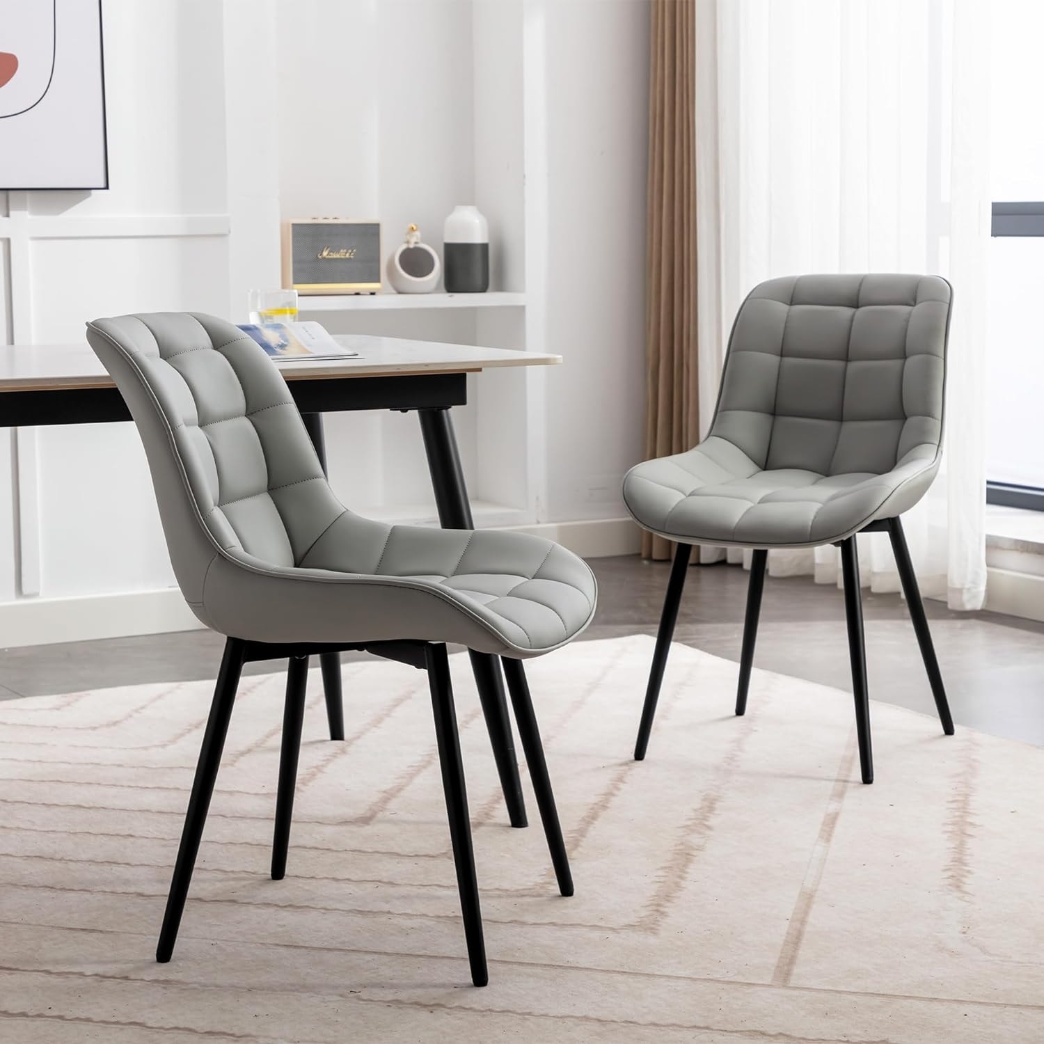 正規店仕入れの XINMICS Modern Upholstered Faux Leather Dining Chairs Set of チェア
