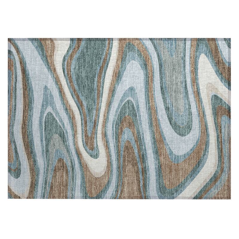 Machine Washable Indoor/ Outdoor Abstract Busey Chantille Rug