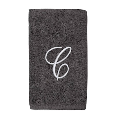 Avanti Linens Granite/Silver Script Monogram Hand Towel Letter C - Hand Towel