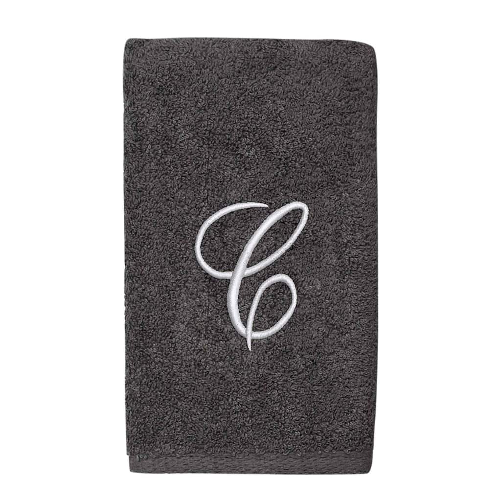 Avanti Linens Granite/Silver Script Monogram Hand Towel Letter C - Hand Towel