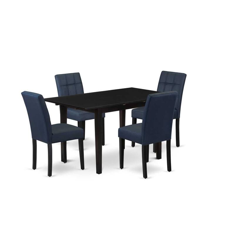 5-Piece Black Finish Solid Wood Top - Rectangular Dining Room Set (Seats-4)