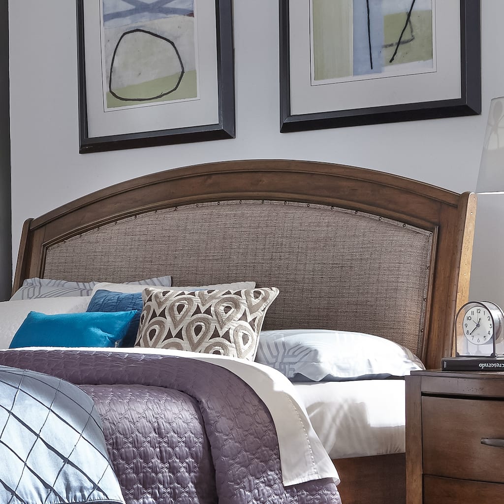 Copper Grove Avalon Pebble Brown King Upholstered Headboard