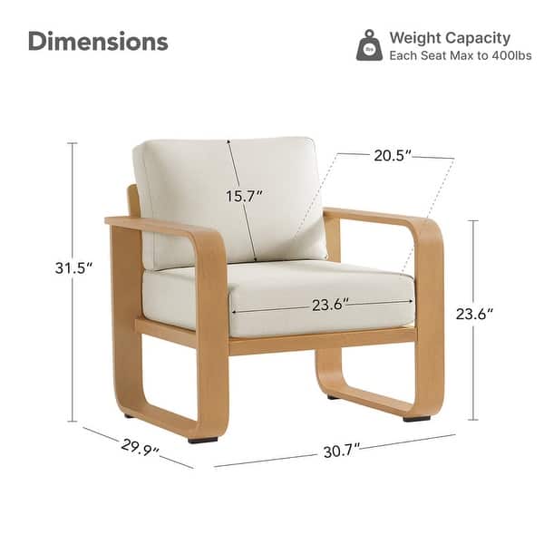 dimension image slide 7 of 16, Spruce & Spring Outdoor Patio Furniture Set Aluminum Sofa Accent Chair