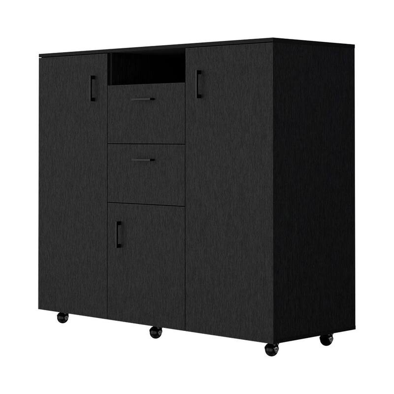 HomeRoots 55" Black Two Drawer Combo Dresser