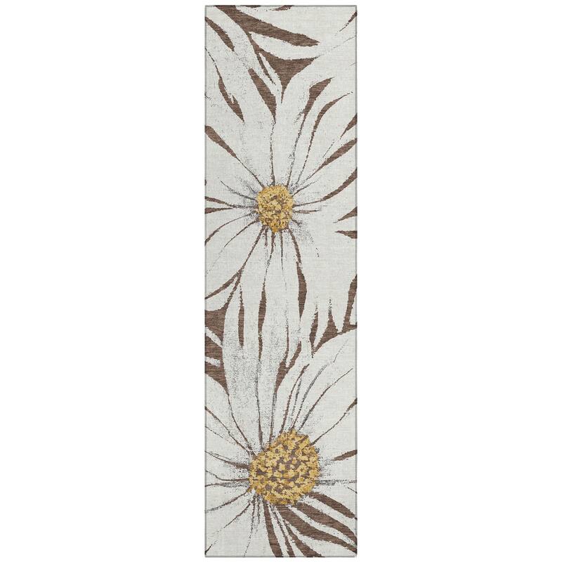 Machine Washable Indoor/ Outdoor Floral Chantille Rug