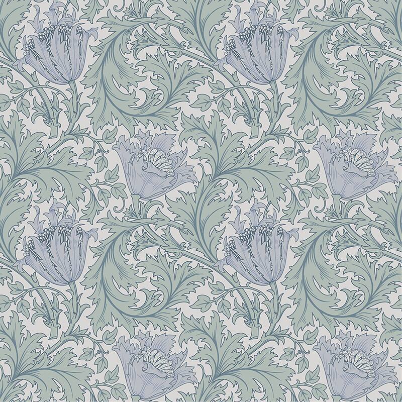 A-Street Prints Anemone Blue Floral Trail Wallpaper