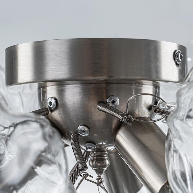 Starsky 3-Light 15in. Contemporary Textured Clear Glass Bubble Semi Flush Mount