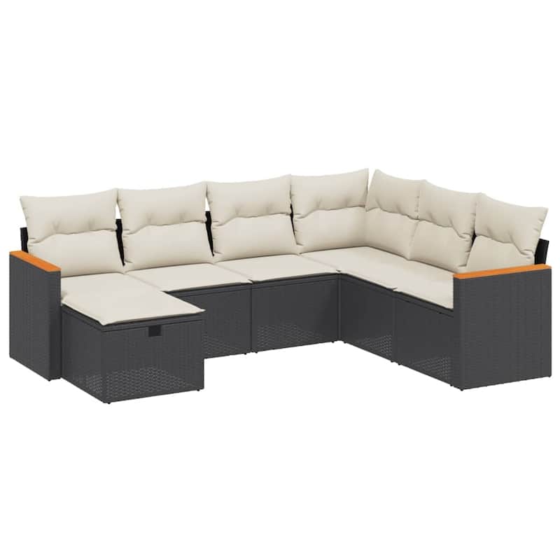 vidaXL Patio Sofa Set with Cushions Outdoor Conversation Furniture Poly Rattan