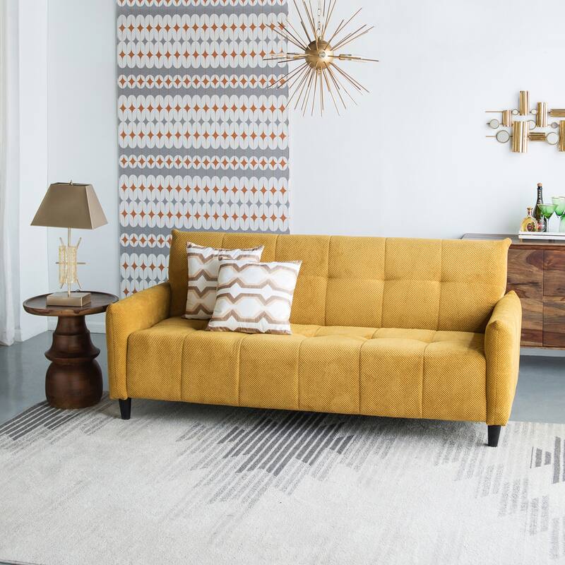 A&B Home 79-inch Mustard Large Biscuit Tufted Sofa Bed