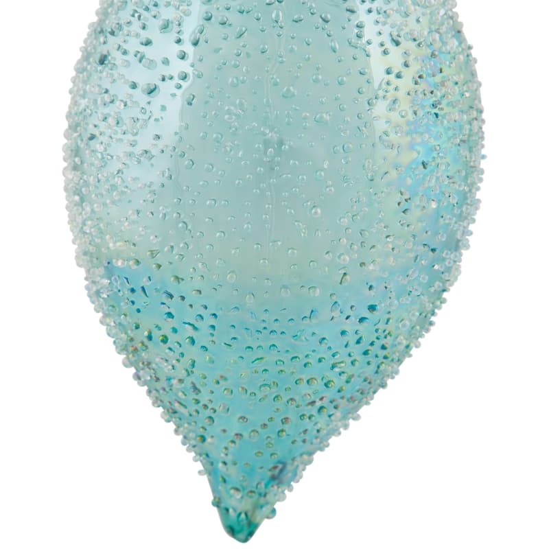 Textured Glass Finial Christmas Ornament - 7" - Transparent Blue