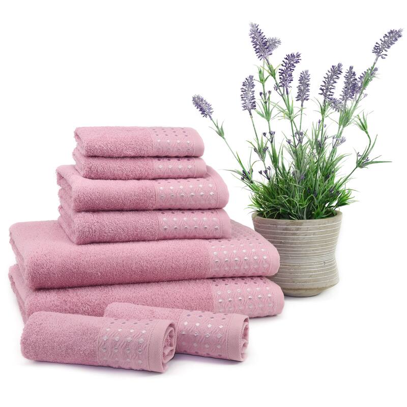 East'N Blue Petek Turkish Cotton Bath Towel Set (Set of 8) - (2 Bath Towel, 2 Hand Towel, 4 Washcloth)