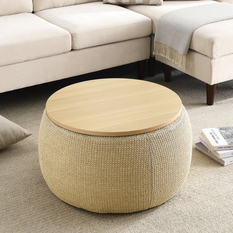 2in1 Round Storage Ottoman/Table
