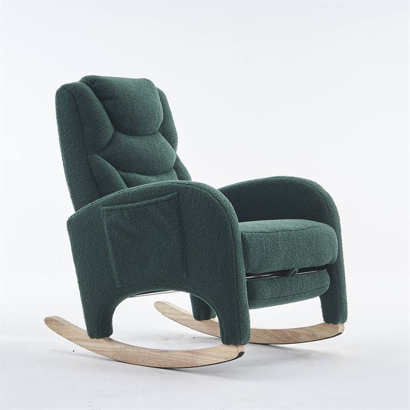 Ergonomic Fabric Nursery Rocking Chair With Adjustable Footrest
