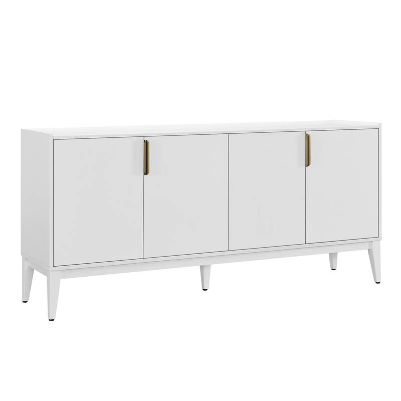Four-Door Storage Cabinet Wooden Sideboard Cabinet, Adjustable Shelf